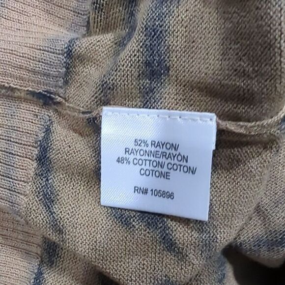 Worth Womens Sweater XL Tan Animal Print Cardigan Lightweight - Picture 5 of 8